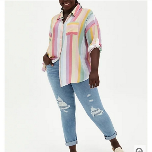 Torrid Rainbow Button Down Top - Picture 2 of 9